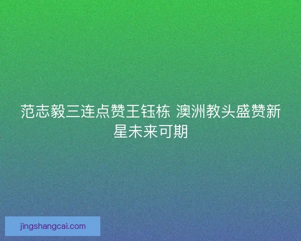 范志毅三连点赞王钰栋 澳洲教头盛赞新星未来可期