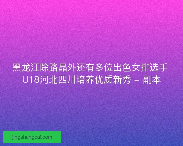 黑龙江除路晶外还有多位出色女排选手 U18河北四川培养优质新秀 - 副本