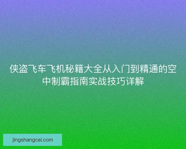 侠盗飞车飞机秘籍大全从入门到精通的空中制霸指南实战技巧详解