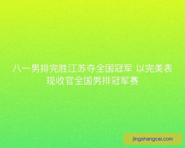 八一男排完胜江苏夺全国冠军 以完美表现收官全国男排冠军赛