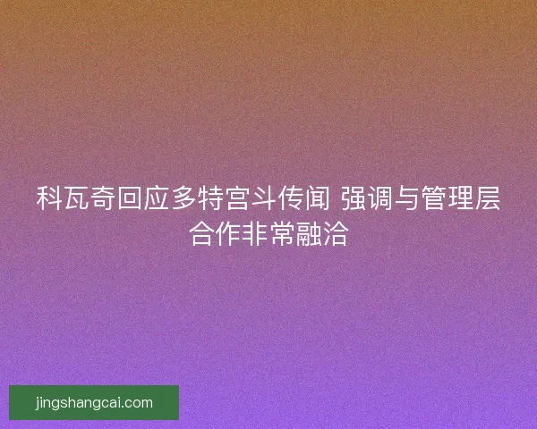 科瓦奇回应多特宫斗传闻 强调与管理层合作非常融洽 科瓦奇回应多特宫斗传闻 强调与管理层合作非常融洽
